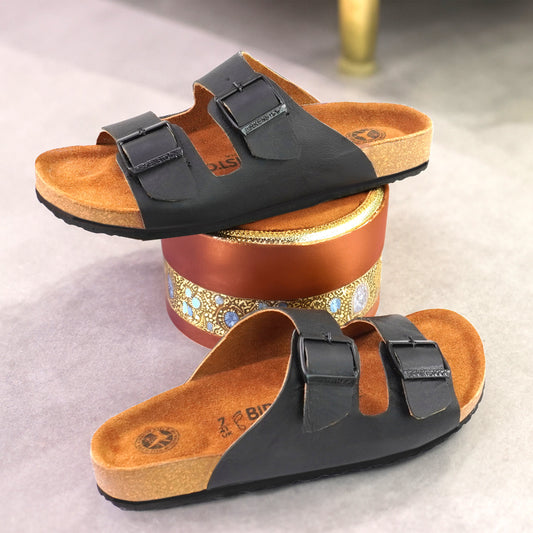 Birks Arizona Premium Leather Slides - Black👟